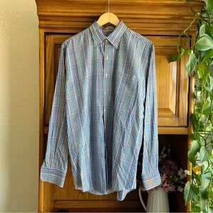 Peter Millar 100% Cotton Multicolor Plaid Button Down Long Sleeve Shirt Large